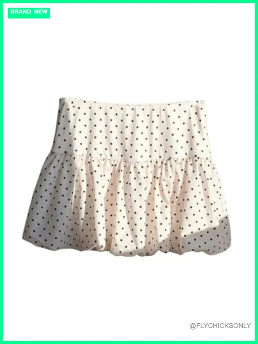 Polka Dot Bubble Skirt Low Waist Mini with Ruffle Hem High Stretch